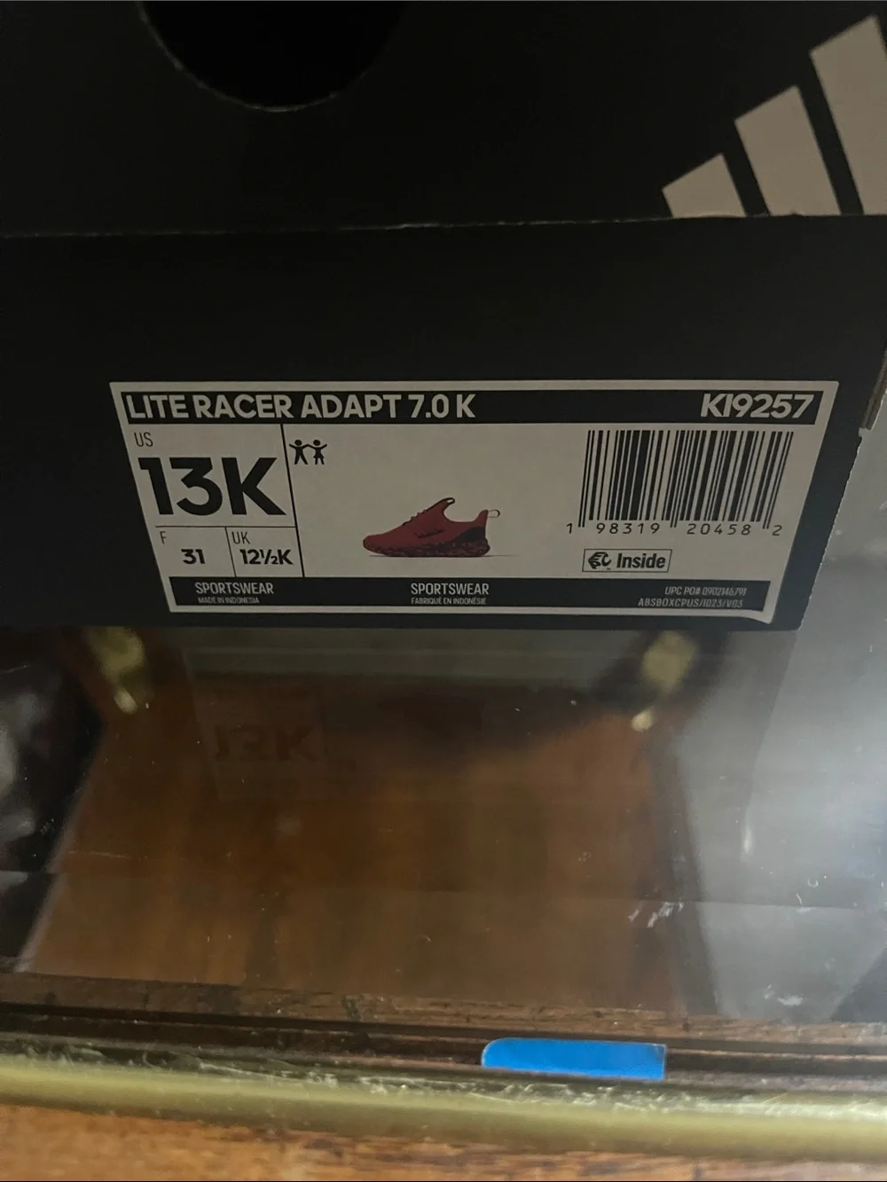 adidas Kids Red and Black Lite Racer Slip-On Sneaker